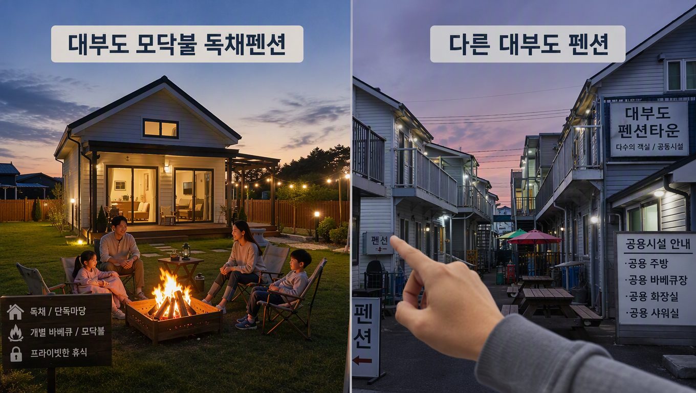 대부도 모닥불 독채펜션 예약 전 비교해야 할 다른 펜션과의 차이점